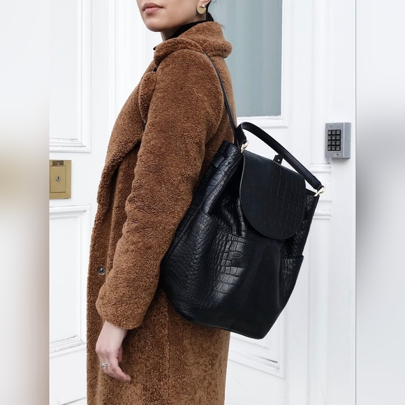 Cuyana Bags Cuyana Croc Croco Embossed Leather Convertible Backpack